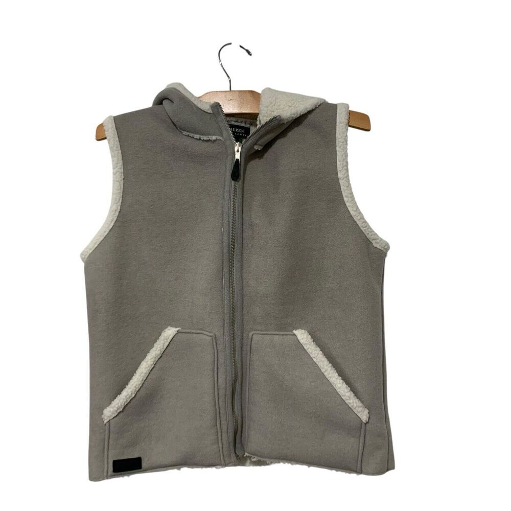 Lauren Ralph Lauren | Vest Sherpa Hood Full Zip Pockets- Size Large